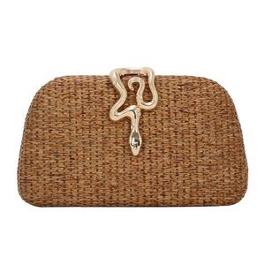 9296 Straw Clutch Purses Summer Woven Evening Bag Formal with Chain